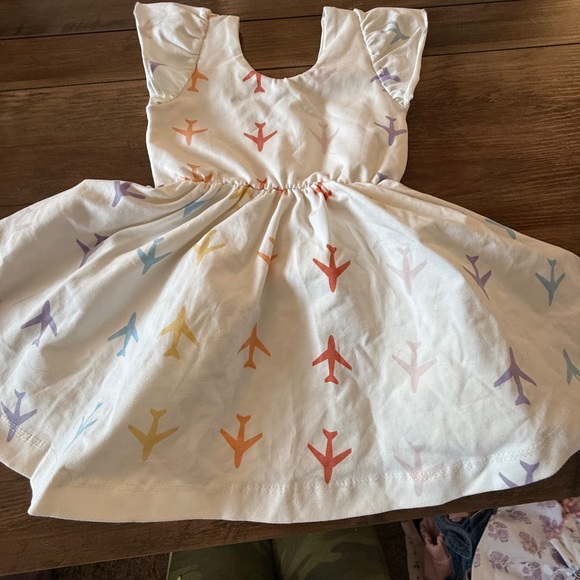 Colorful Airplane Print Kids Dress - Picture 2 of 3